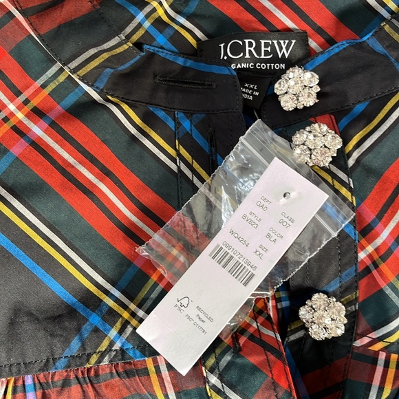 NWT JCrew Jewel Button Plaid Top - Picture 3 of 8